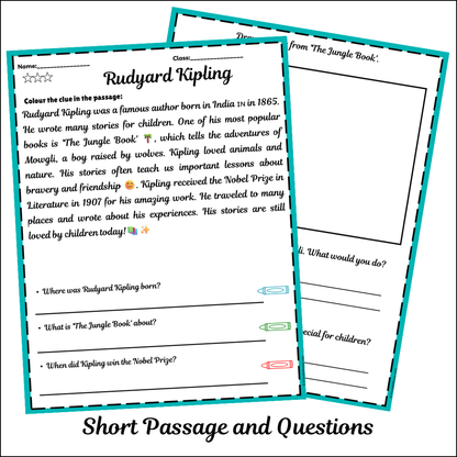 Rudyard Kipling | Short Reading Comprehension Creative Worksheet