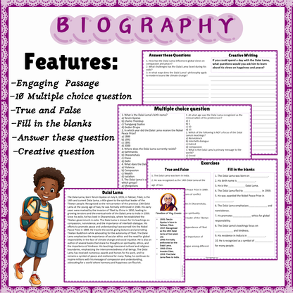 Dalai Lama | Biography Reading Comprehension and Questions Worksheet