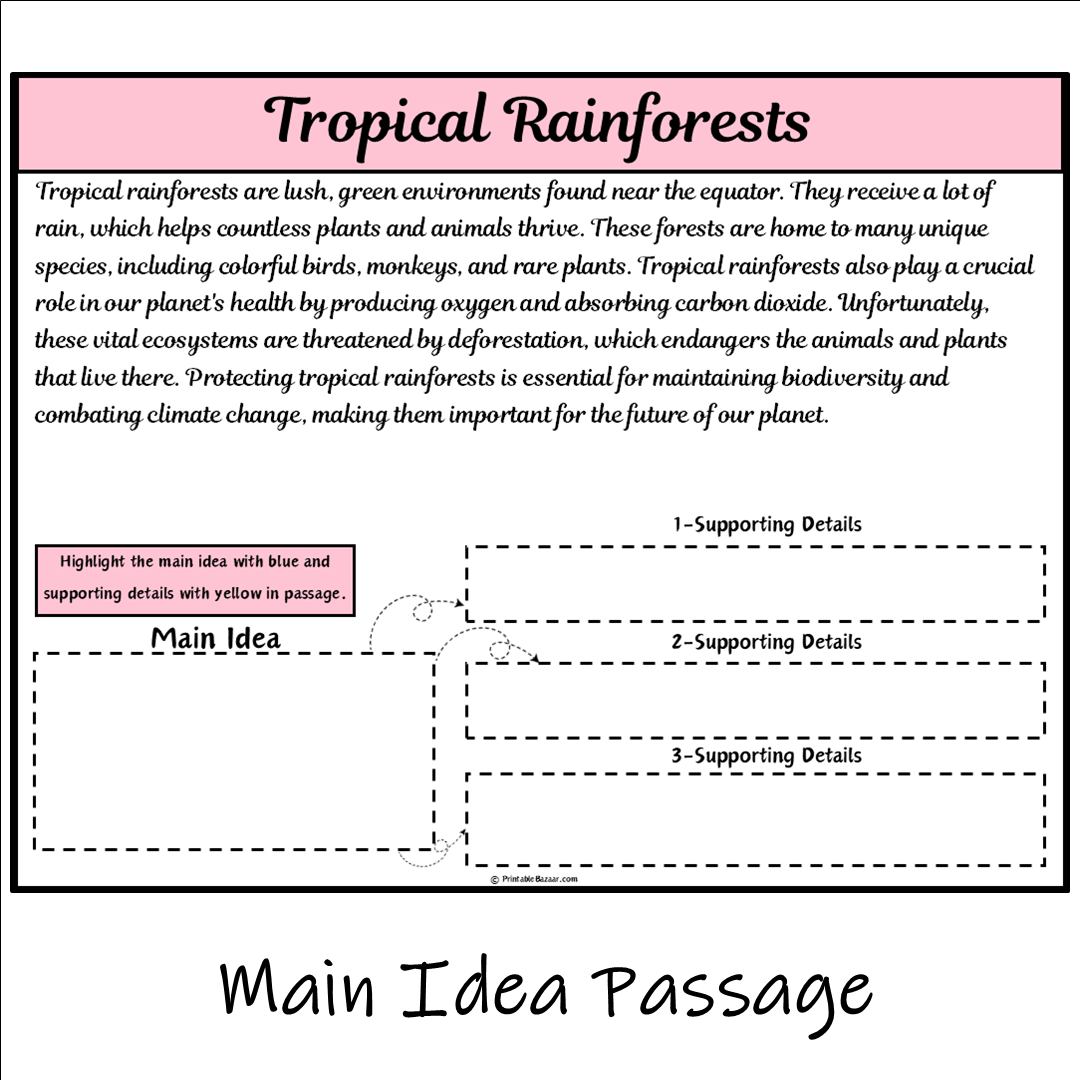 Tropical Rainforests | Main Idea and Supporting Details Reading Passage and Questions