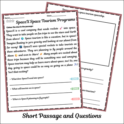 SpaceX Space Tourism Programs | Short Reading Comprehension Creative Worksheet
