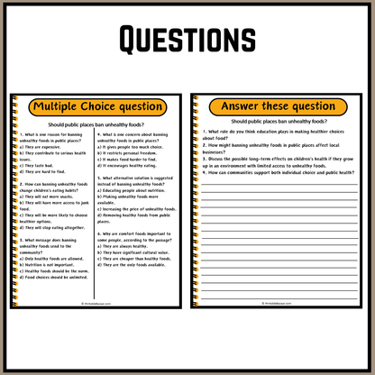 Should public places ban unhealthy foods? | Debate Case Study Worksheet