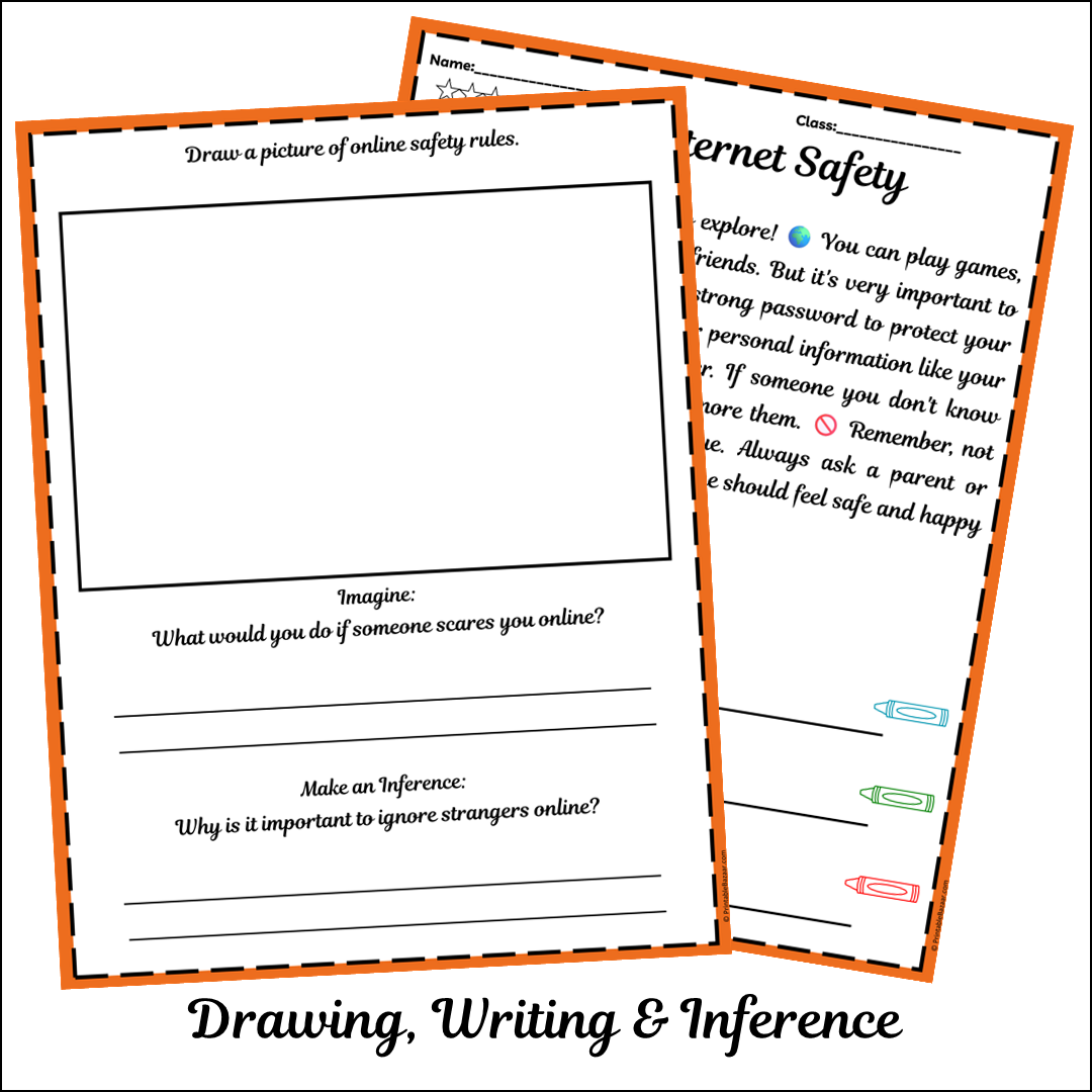 Internet Safety | Short Reading Comprehension Creative Worksheet