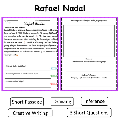 Rafael Nadal | Short Reading Comprehension Creative Worksheet