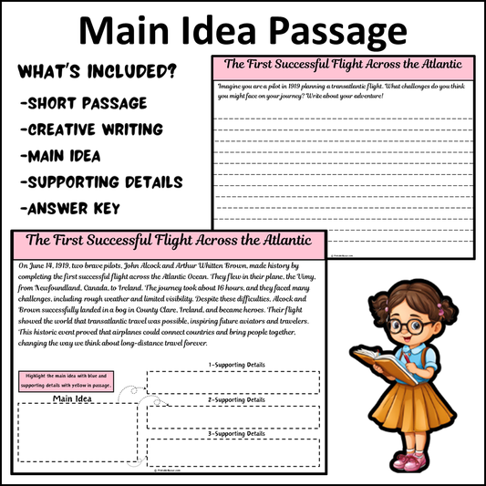 The First Successful Flight Across the Atlantic | Main Idea and Supporting Details Reading Passage and Questions