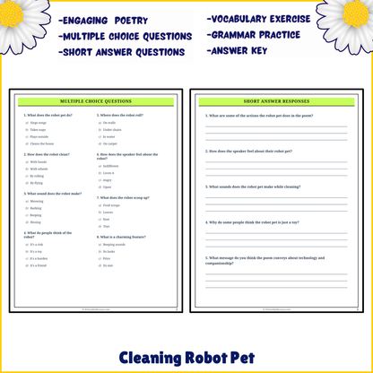 Cleaning Robot Pet | Poem Grammar Worksheet Printable Activity