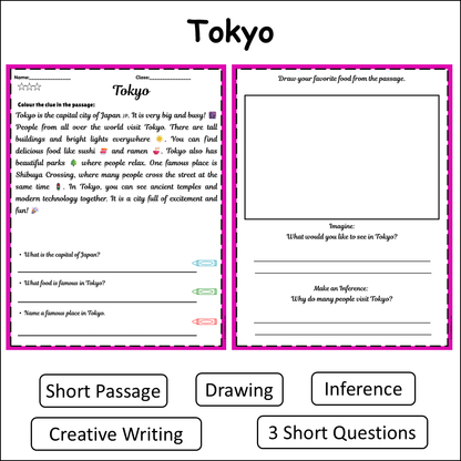 Tokyo | Short Reading Comprehension Creative Worksheet