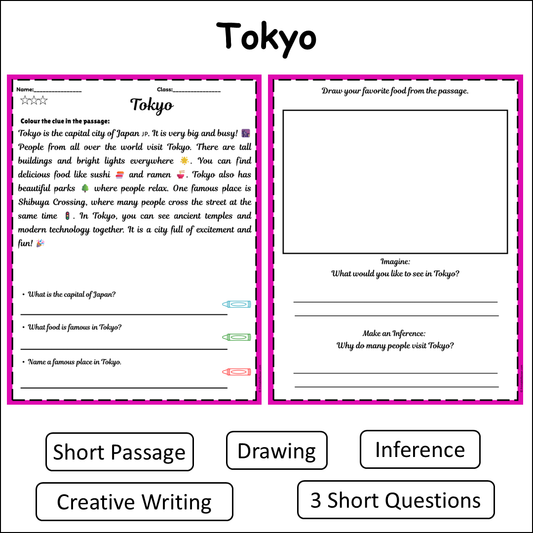 Tokyo | Short Reading Comprehension Creative Worksheet