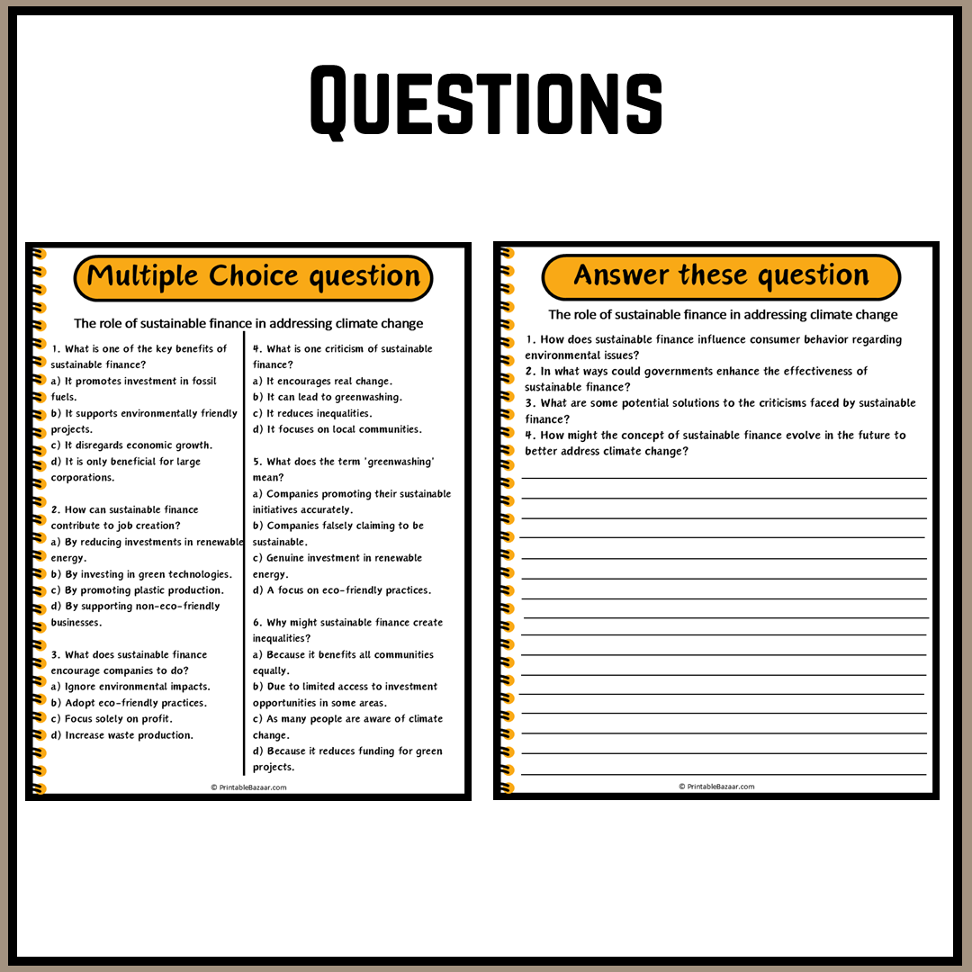 The role of sustainable finance in addressing climate change | Debate Case Study Worksheet