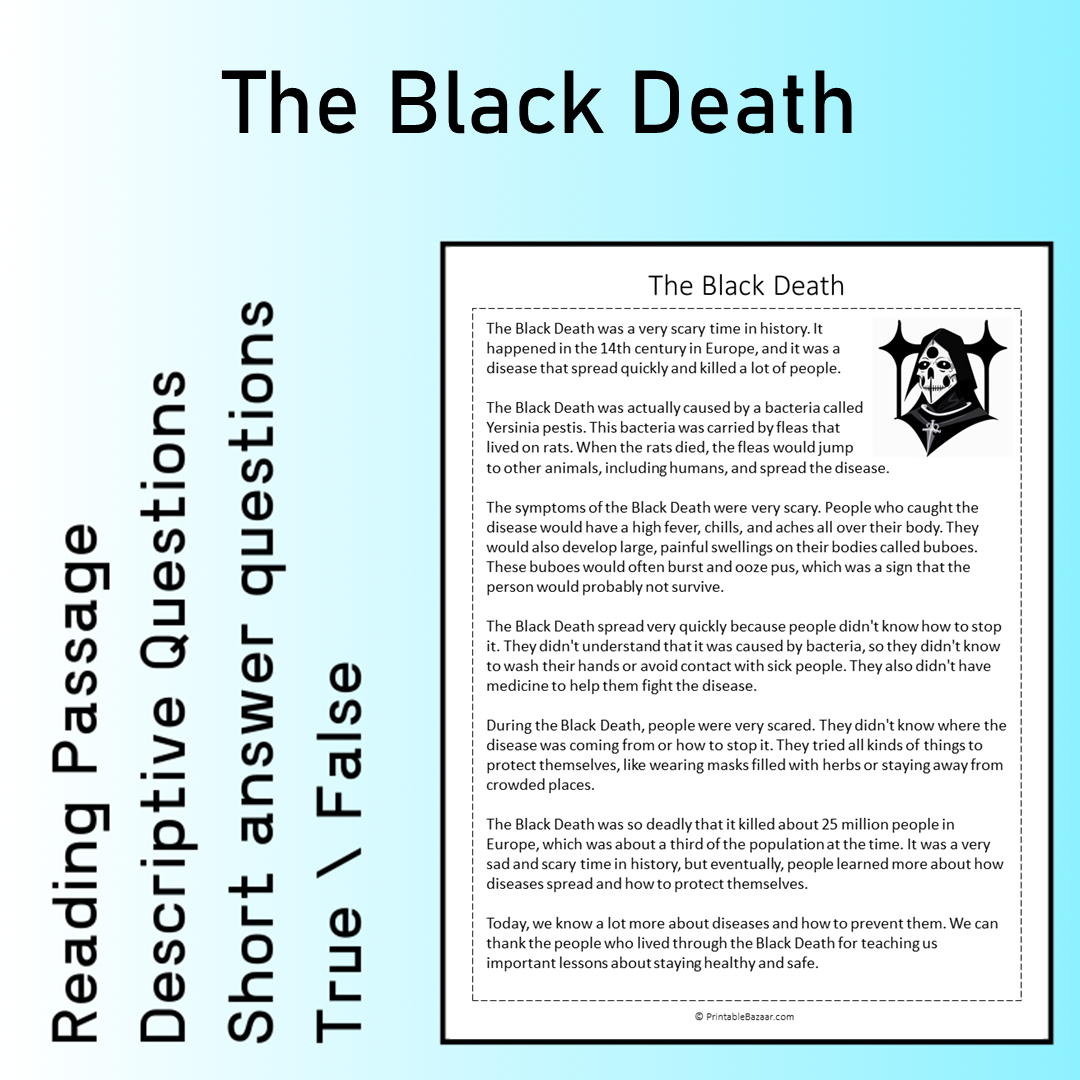 The Black Death | Reading Comprehension Passage Printable Worksheet