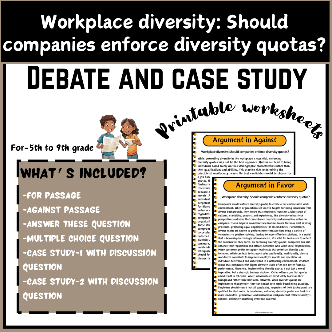 Workplace diversity: Should companies enforce diversity quotas? | Debate Case Study Worksheet