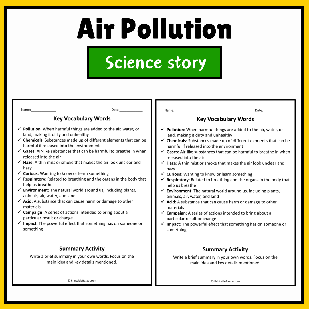 Air Pollution | Science Story Reading Comprehension Activity