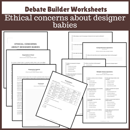 Ethical concerns about designer babies | Favour and Against Worksheet Printable Activity