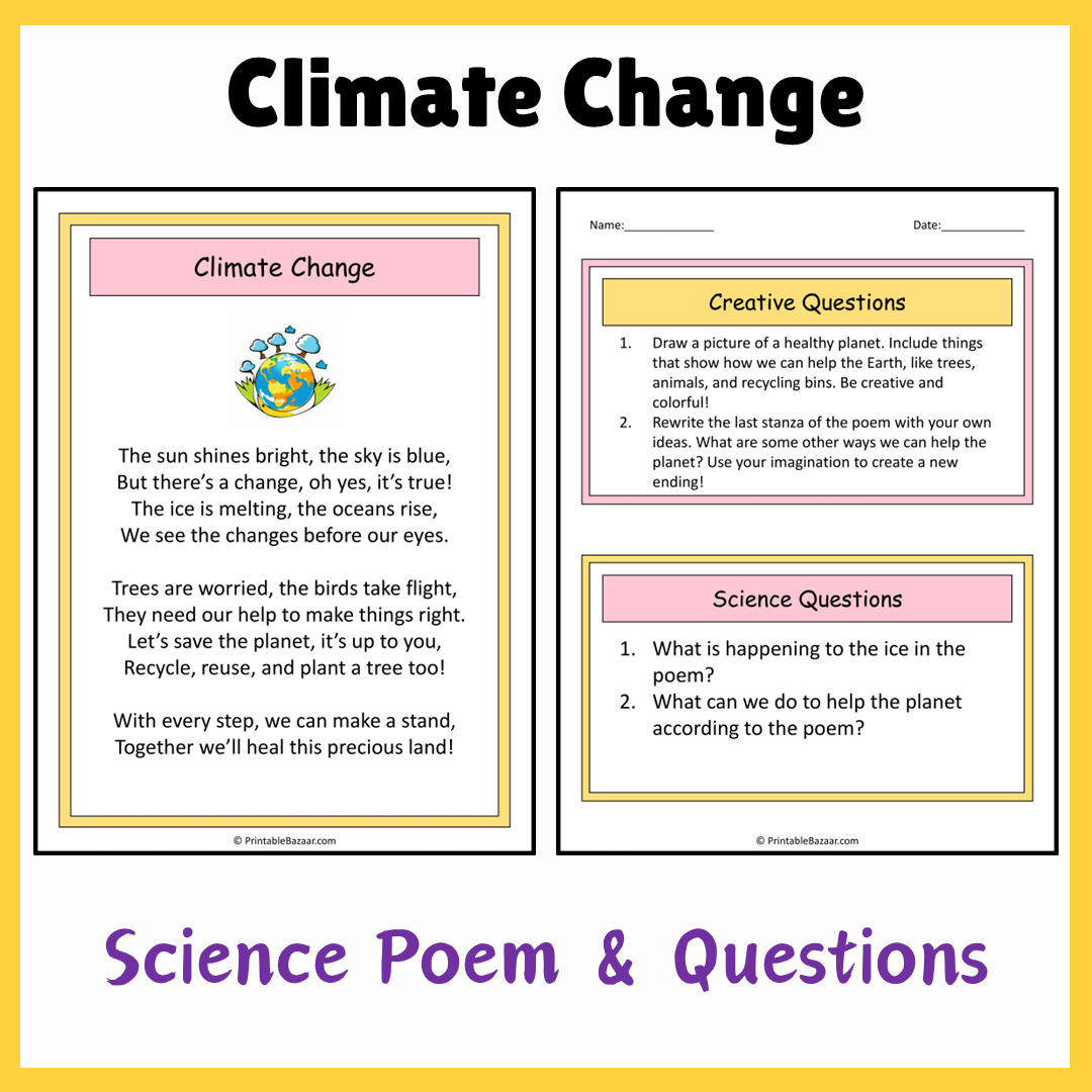 Climate Change | Science Poem Reading Comprehension Activity