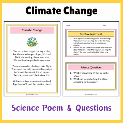 Climate Change | Science Poem Reading Comprehension Activity