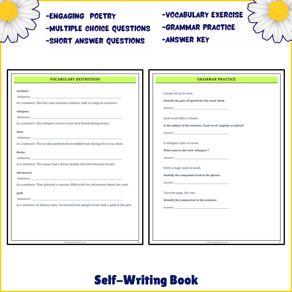 Self-Writing Book | Poem Grammar Worksheet Printable Activity ...