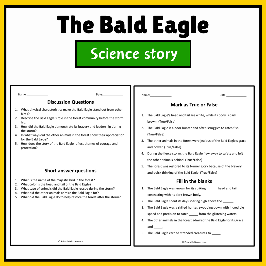 The Bald Eagle | Science Story Reading Comprehension Activity