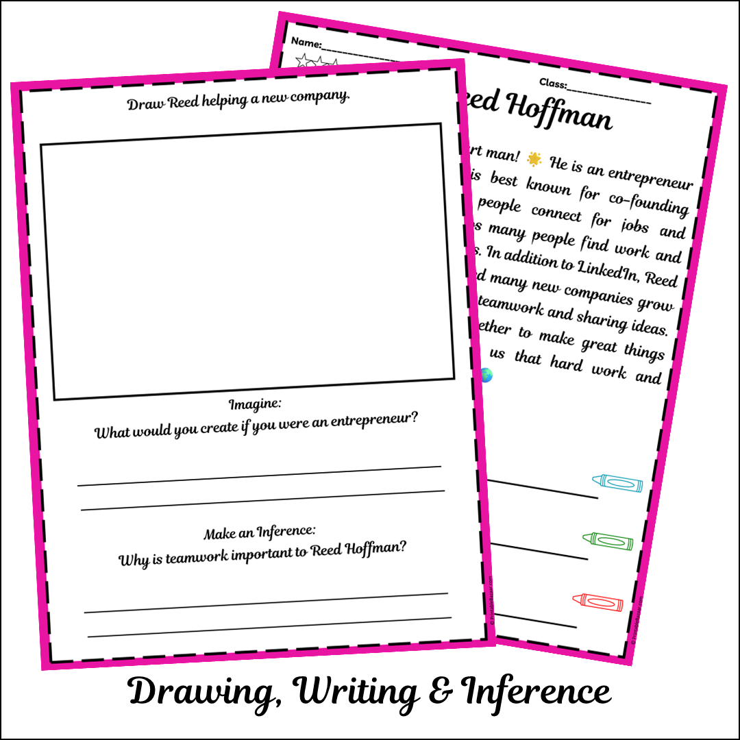Reed Hoffman | Short Reading Comprehension Creative Worksheet