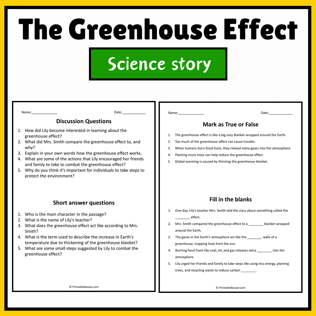 The Greenhouse Effect | Science Story Reading Comprehension Activity