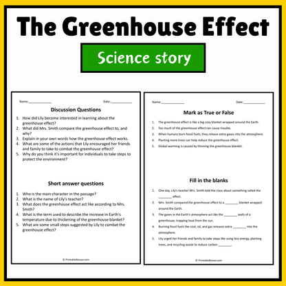 The Greenhouse Effect | Science Story Reading Comprehension Activity