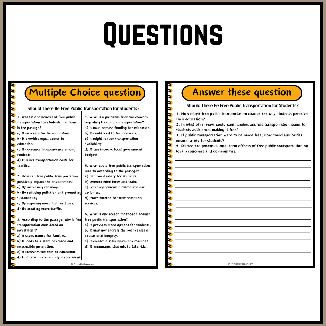 Should There Be Free Public Transportation for Students? | Debate Case Study Worksheet