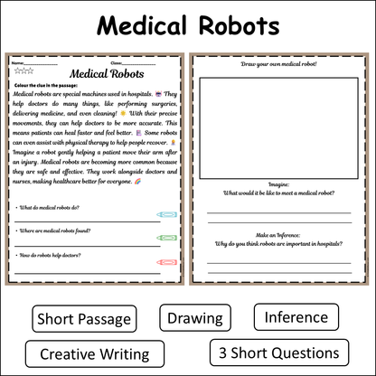 Medical Robots | Short Reading Comprehension Creative Worksheet