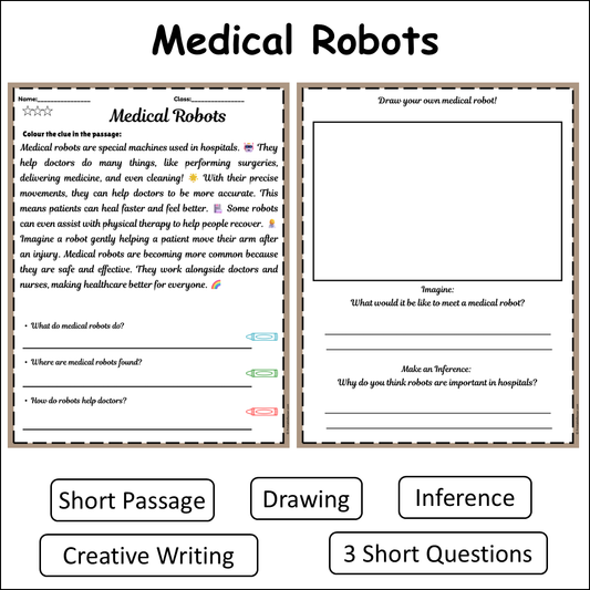 Medical Robots | Short Reading Comprehension Creative Worksheet