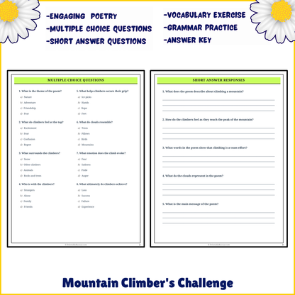 Mountain Climber's Challenge | Poem Grammar Worksheet Printable Activity