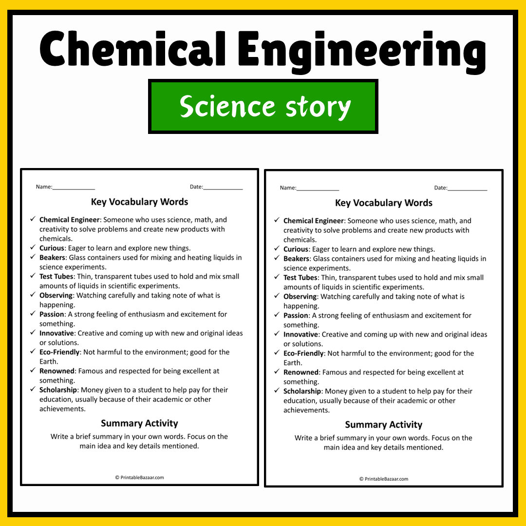 Chemical Engineering | Science Story Reading Comprehension Activity