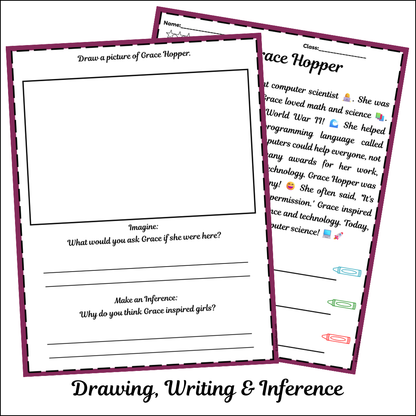 Grace Hopper | Short Reading Comprehension Creative Worksheet
