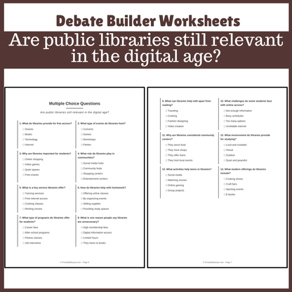 Are public libraries still relevant in the digital age? | Favour and Against Worksheet Printable Activity
