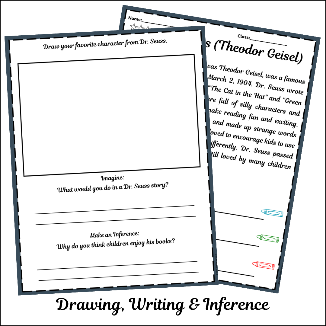 Dr. Seuss (Theodor Geisel) | Short Reading Comprehension Creative Worksheet