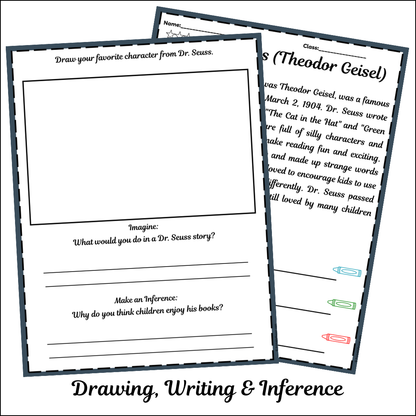 Dr. Seuss (Theodor Geisel) | Short Reading Comprehension Creative Worksheet
