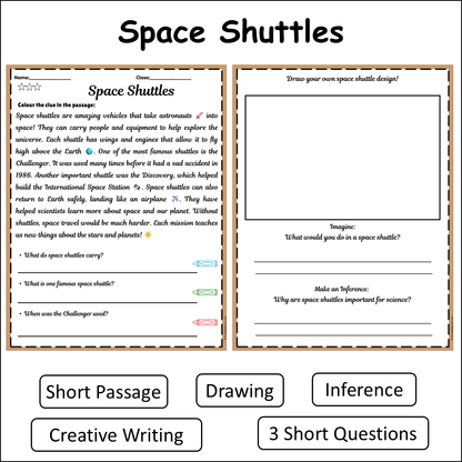 Space Shuttles | Short Reading Comprehension Creative Worksheet