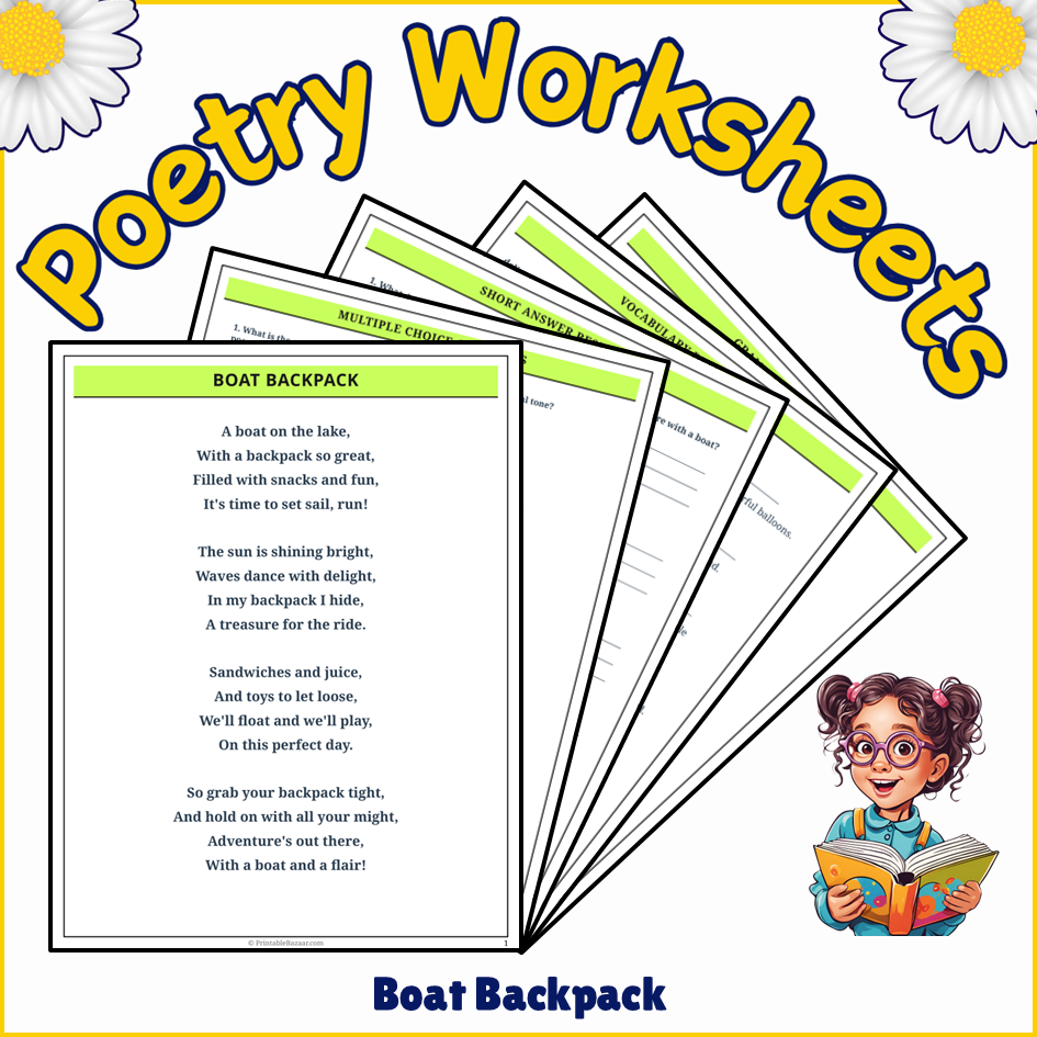 Boat Backpack | Poem Grammar Worksheet Printable Activity โ PrintableBazaar