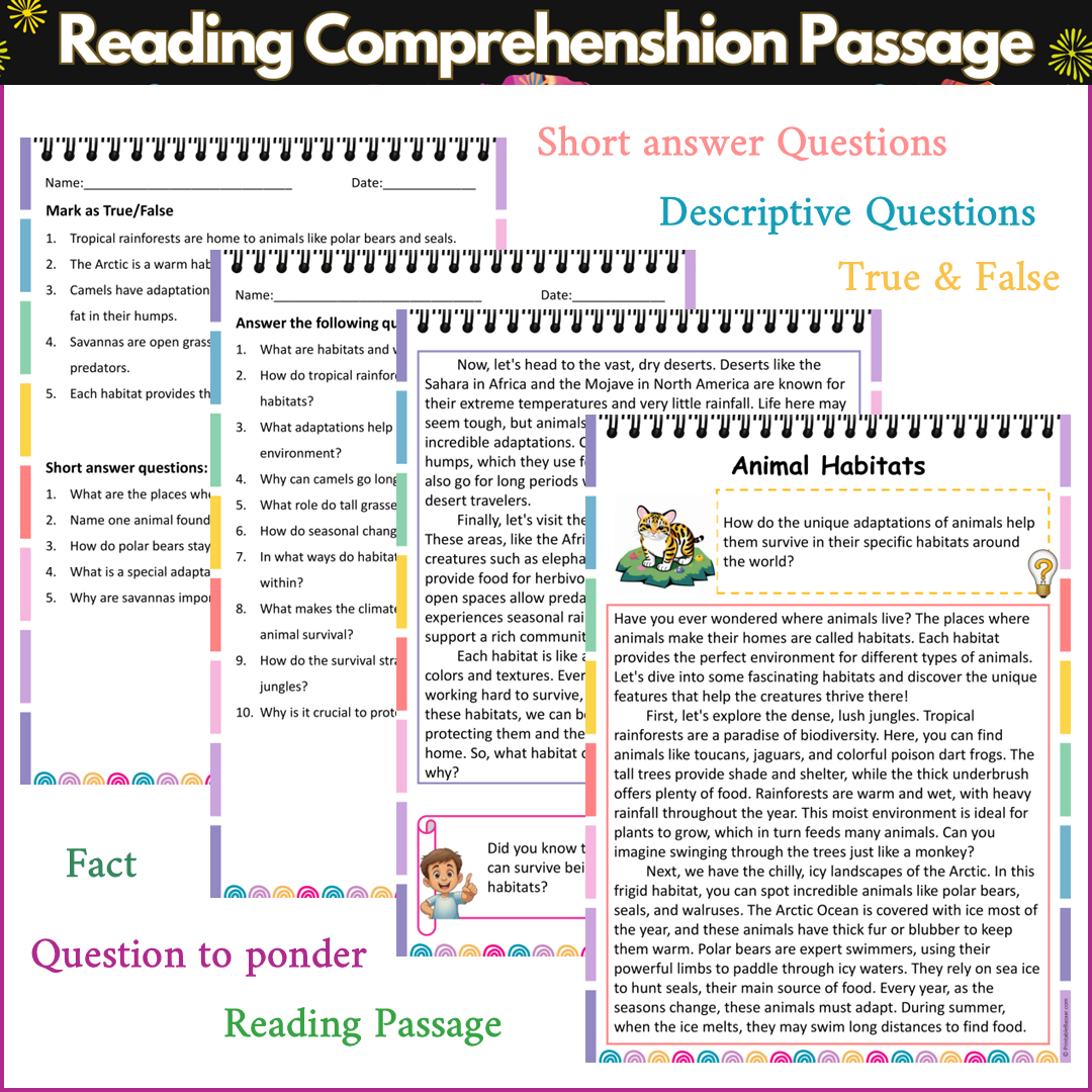 Animal Habitats | Reading Comprehension Passage and Questions