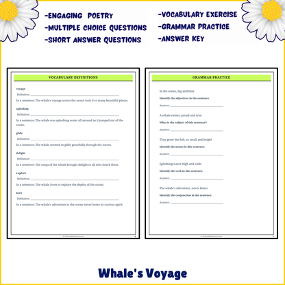 Whale's Voyage | Poem Grammar Worksheet Printable Activity