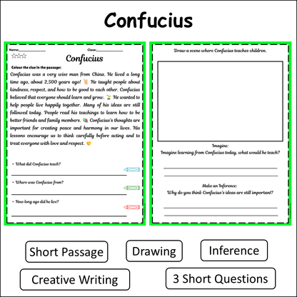 Confucius | Short Reading Comprehension Creative Worksheet