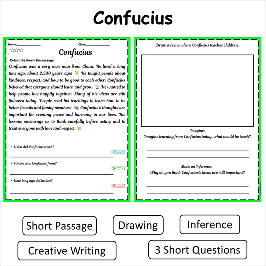 Confucius | Short Reading Comprehension Creative Worksheet