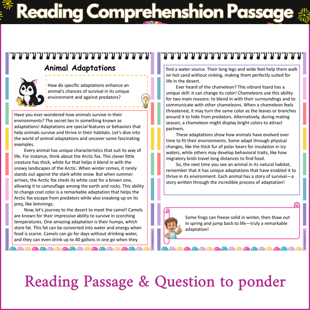Animal Adaptations | Reading Comprehension Passage and Questions