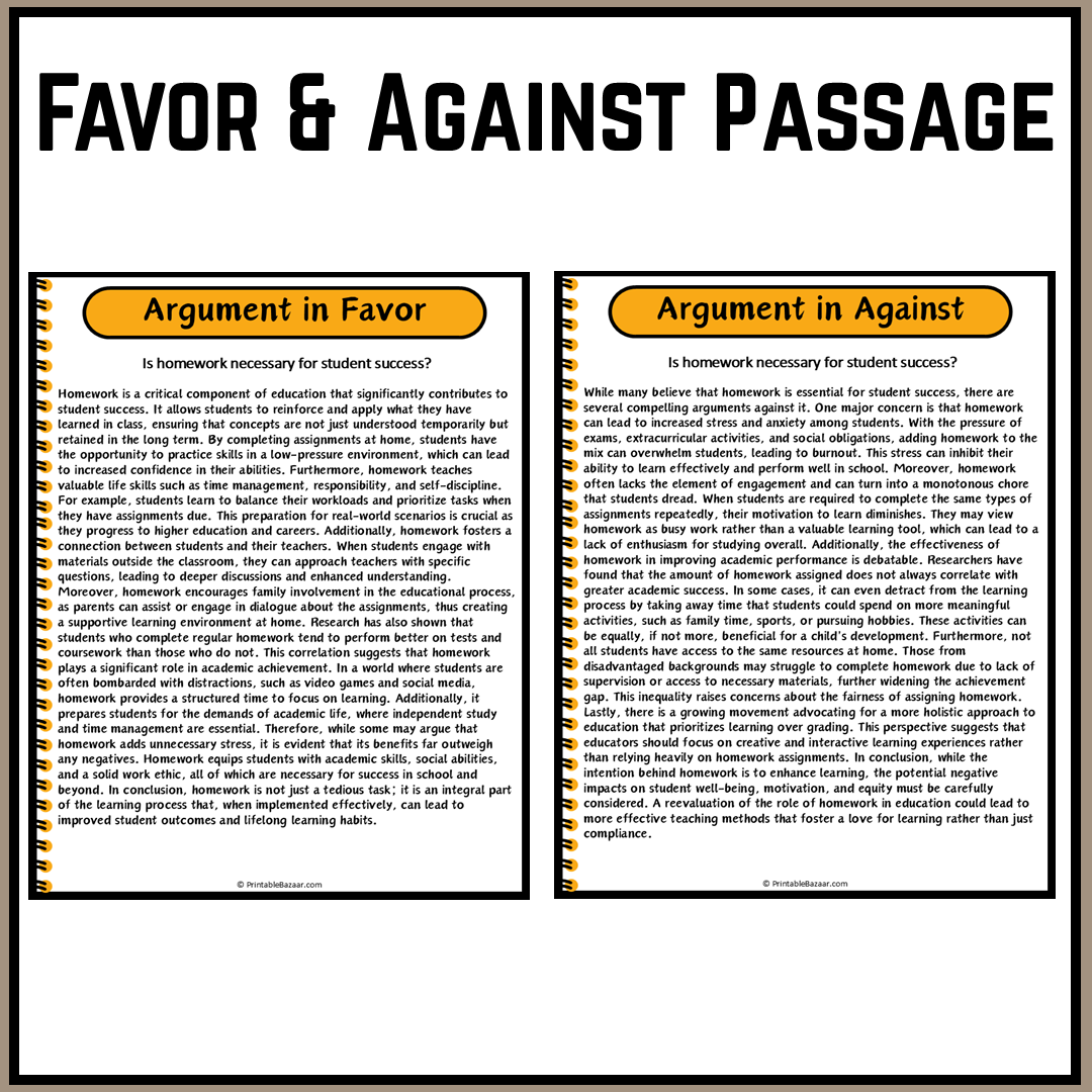 Is homework necessary for student success? | Debate Case Study Worksheet