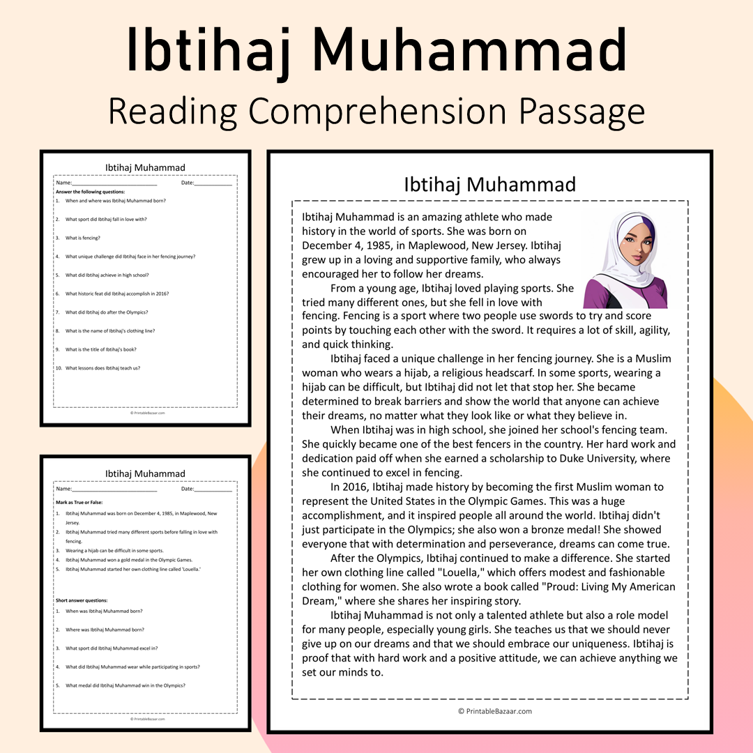 Ibtihaj Muhammad | Reading Comprehension Passage Printable Activity