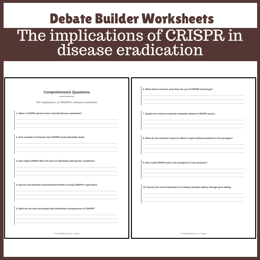 The implications of CRISPR in disease eradication | Favour and Against Worksheet Printable Activity