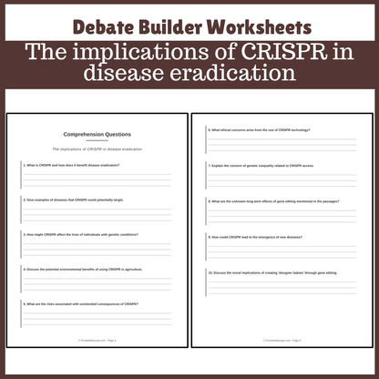 The implications of CRISPR in disease eradication | Favour and Against Worksheet Printable Activity