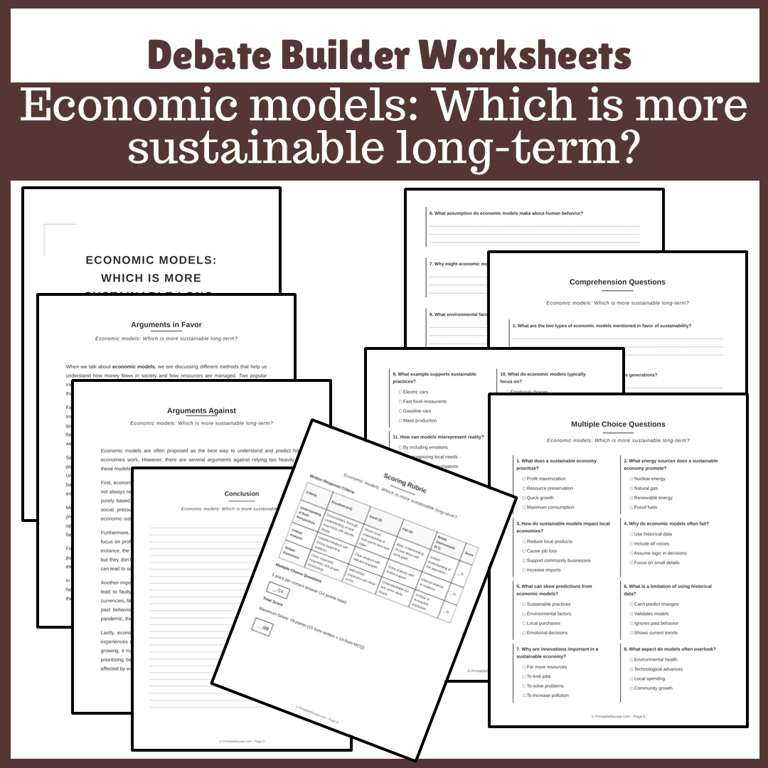 Economic models: Which is more sustainable long-term? | Favour and Against Worksheet Printable Activity