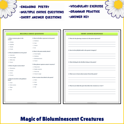 Magic of Bioluminescent Creatures | Poem Grammar Worksheet Printable Activity