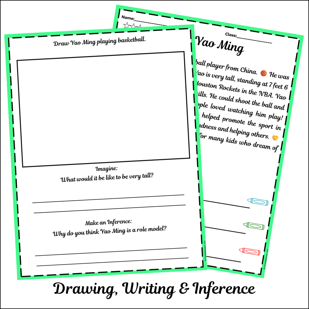 Yao Ming | Short Reading Comprehension Creative Worksheet