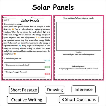 Solar Panels | Short Reading Comprehension Creative Worksheet