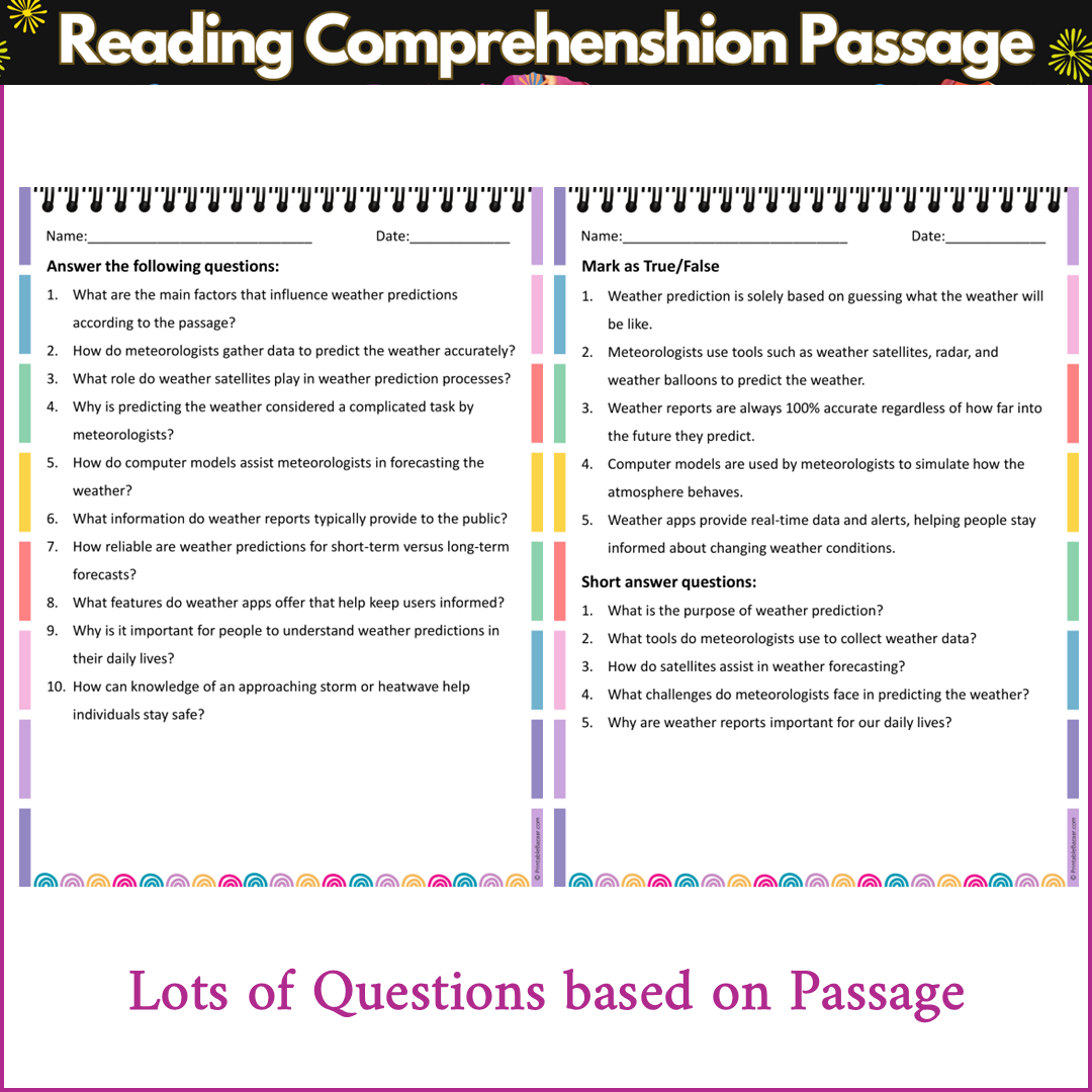 Weather Prediction | Reading Comprehension Passage and Questions