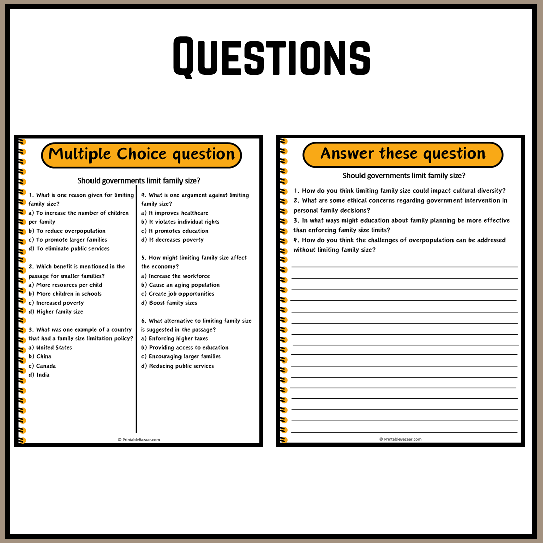 Should governments limit family size? | Debate Case Study Worksheet