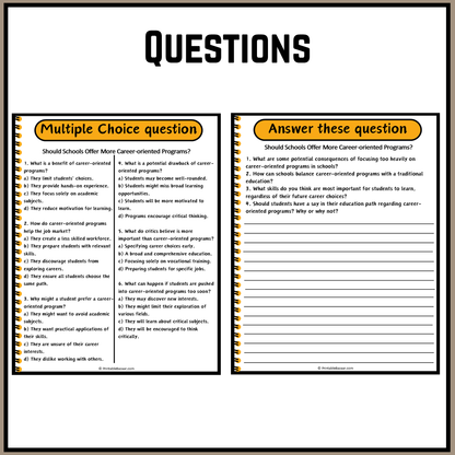 Should Schools Offer More Career-oriented Programs? | Debate Case Study Worksheet